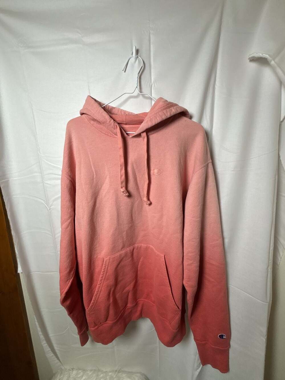 Champion Specialty Dye Fleece Ombre Pullover Hoodie Peach Pink Size Large